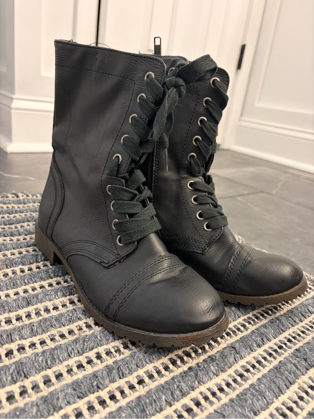 Women's Black Lace-Up Combat Boots